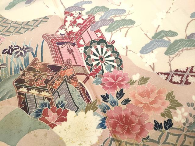 平和屋着物■訪問着 流水御所車花文 暈し染め 金彩 正絹 逸品 DABE8856qa