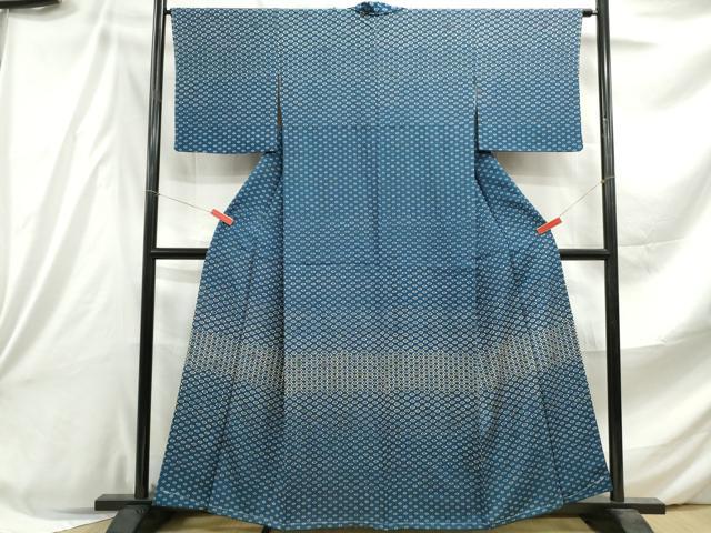 平和屋着物■訪問着 型染め 幾何学花文 正絹 逸品 DABE8858qa