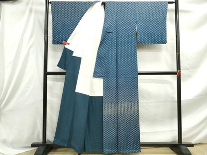 平和屋着物■訪問着 型染め 幾何学花文 正絹 逸品 DABE8858qa
