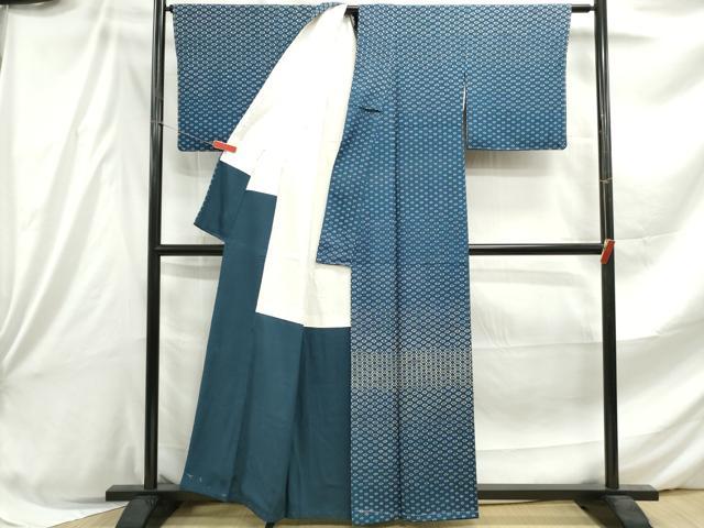 平和屋着物■訪問着 型染め 幾何学花文 正絹 逸品 DABE8858qa