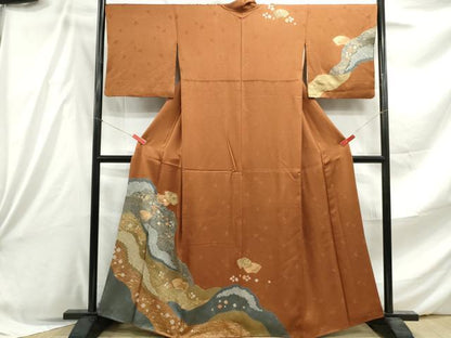 平和屋着物■訪問着 絞り 刺繍 道長地紙花文 金彩 正絹 逸品 DABE8862qa