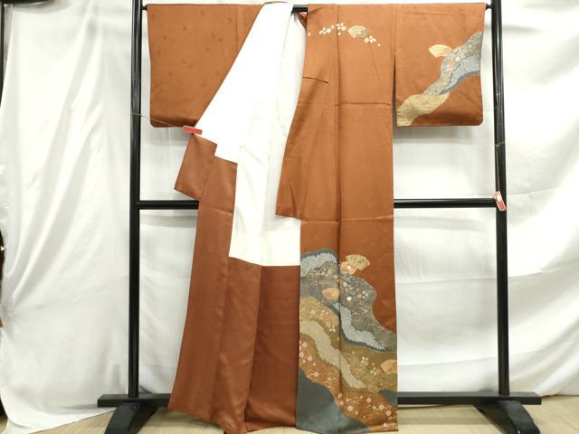 平和屋着物●訪問着　絞り　刺繍　道長花文　金銀彩　正絹　逸品　未使用　CABC8179gh 平和屋着物□訪問着 絞り 刺繍 道長地紙花文 金彩 正絹 逸品