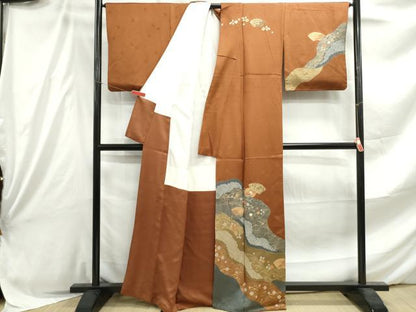 平和屋着物■訪問着 絞り 刺繍 道長地紙花文 金彩 正絹 逸品 DABE8862qa