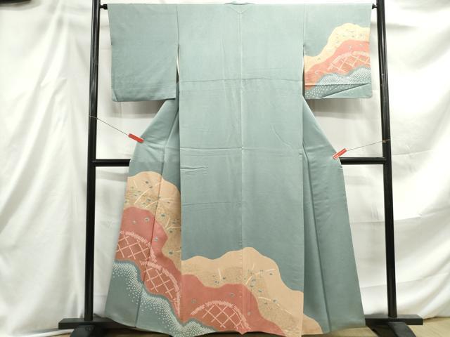 平和屋着物■訪問着 絞り 刺繍 道長舞花文 金彩 正絹 逸品 DABE8885qa