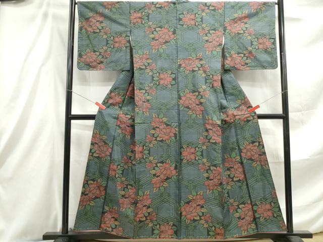平和屋着物■本場大島紬 亀甲花文 正絹 逸品 DABE8893qa