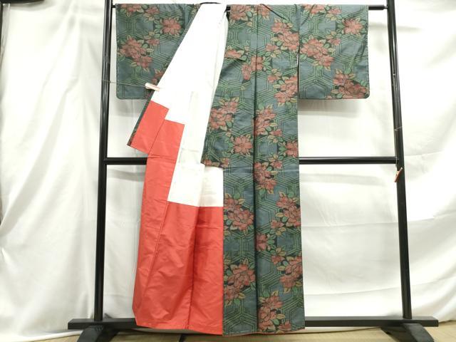 平和屋着物■本場大島紬 亀甲花文 正絹 逸品 DABE8893qa