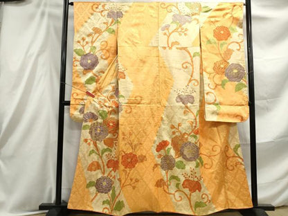 平和屋着物■豪華振袖 駒刺繍 唐草花文 金彩 正絹 逸品 DABE8898qa