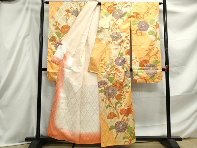 平和屋着物■豪華振袖 駒刺繍 唐草花文 金彩 正絹 逸品 DABE8898qa