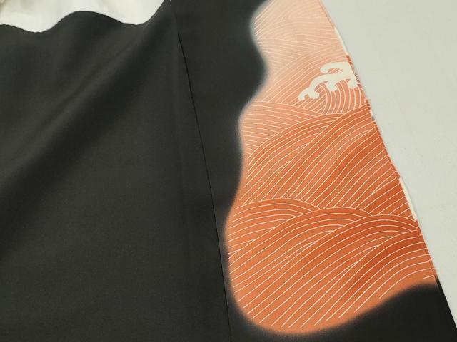 平和屋着物■豪華黒留袖 立波花文 暈し染め 正絹 逸品 DABE8914qa