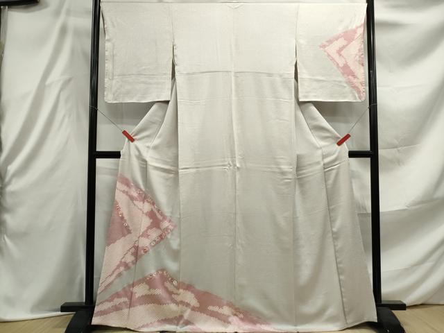 平和屋着物■訪問着 絞り 刺繍 舞花文 銀彩 正絹 逸品 DABE8923qa