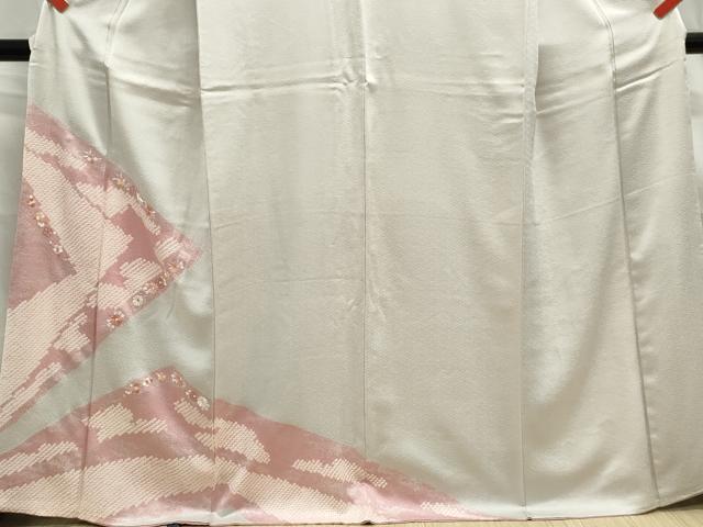 平和屋着物■訪問着 絞り 刺繍 舞花文 銀彩 正絹 逸品 DABE8923qa