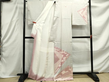 平和屋着物■訪問着 絞り 刺繍 舞花文 銀彩 正絹 逸品 DABE8923qa
