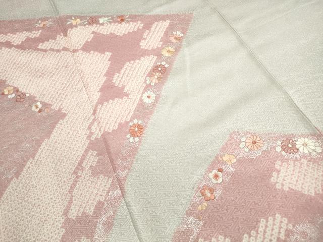 平和屋着物■訪問着 絞り 刺繍 舞花文 銀彩 正絹 逸品 DABE8923qa