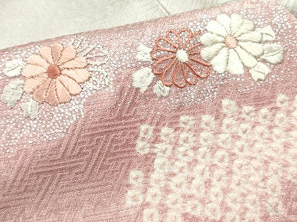 平和屋着物■訪問着 絞り 刺繍 舞花文 銀彩 正絹 逸品 DABE8923qa