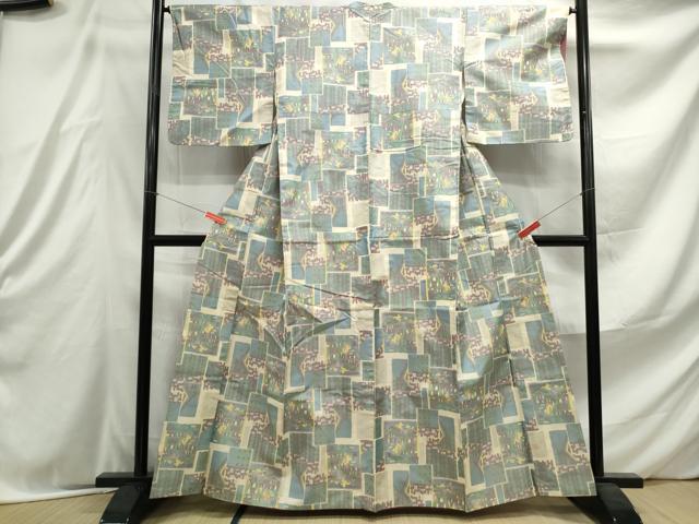 平和屋着物■上質な紬 幾何学文 正絹 逸品 DABE8929qa