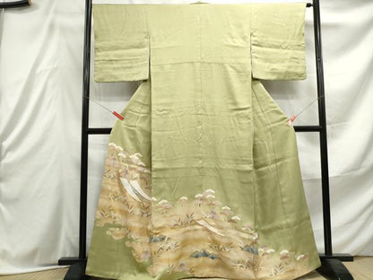 平和屋着物■訪問着 駒刺繍 筏浜松文 暈し染め 金彩 正絹 逸品 DABE8930qa