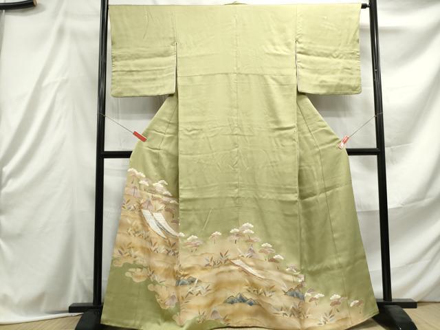平和屋着物■訪問着 駒刺繍 筏浜松文 暈し染め 金彩 正絹 逸品 DABE8930qa
