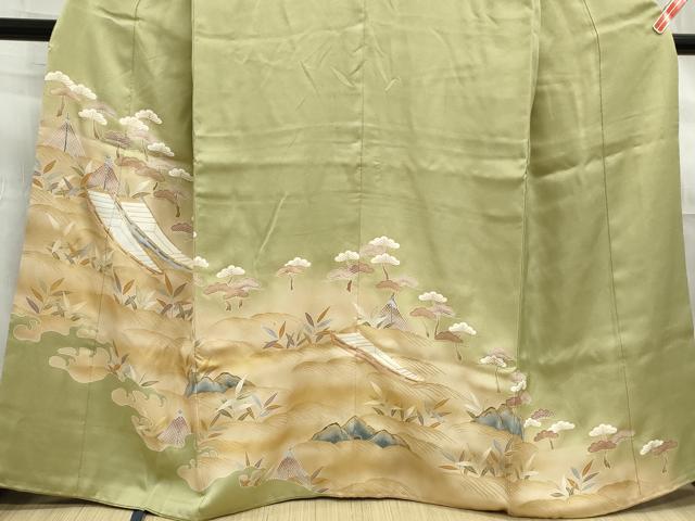 平和屋着物■訪問着 駒刺繍 筏浜松文 暈し染め 金彩 正絹 逸品 DABE8930qa