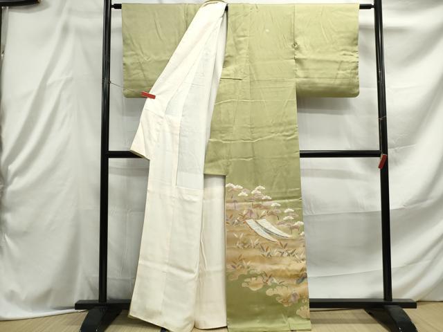 平和屋着物■訪問着 駒刺繍 筏浜松文 暈し染め 金彩 正絹 逸品 DABE8930qa