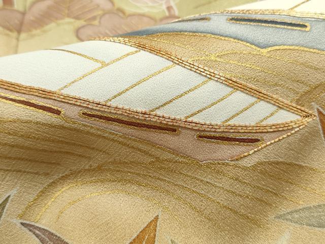 平和屋着物■訪問着 駒刺繍 筏浜松文 暈し染め 金彩 正絹 逸品 DABE8930qa