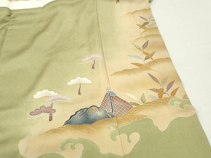 平和屋着物■訪問着 駒刺繍 筏浜松文 暈し染め 金彩 正絹 逸品 DABE8930qa