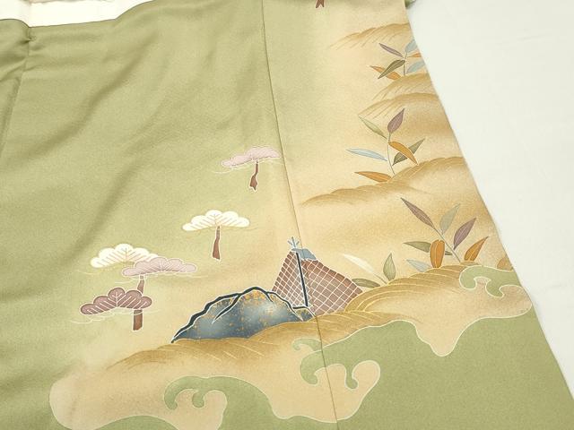 平和屋着物■訪問着 駒刺繍 筏浜松文 暈し染め 金彩 正絹 逸品 DABE8930qa