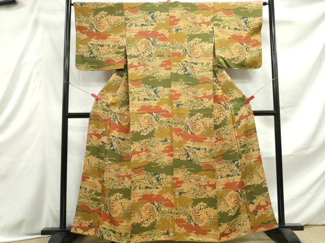平和屋着物■上質な小紋 人物風景文 正絹 逸品 DABE8932qa