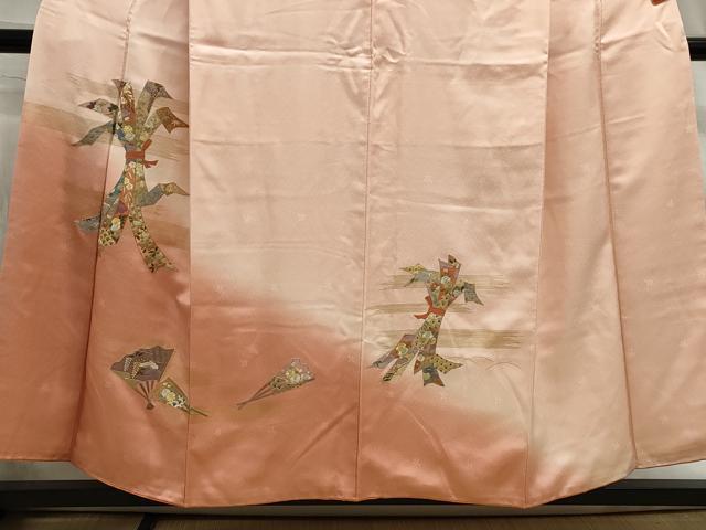 平和屋着物■訪問着 刺繍 束ね熨斗花文 暈し染め 金彩 正絹 逸品 DABE8933qa