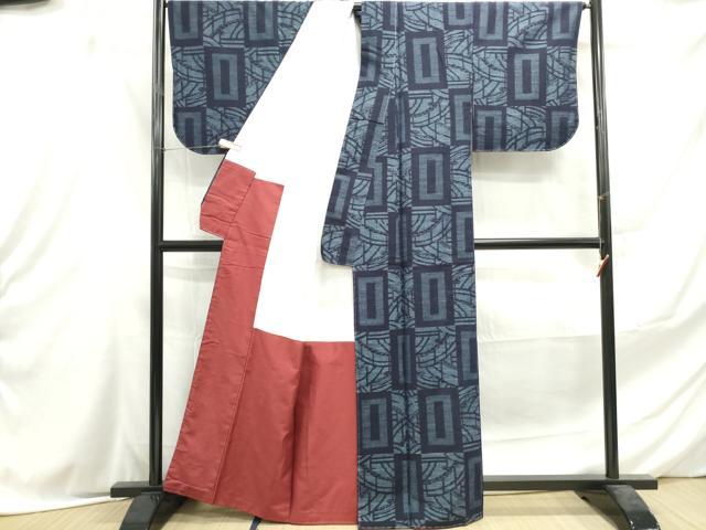 平和屋着物■上質な紬 幾何学文 正絹 逸品 DABE8934qa