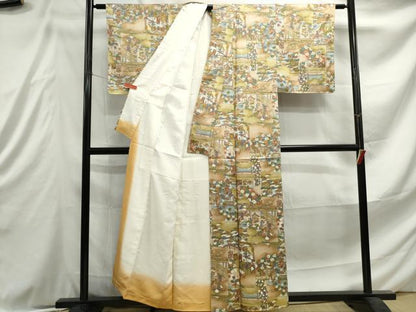 平和屋着物■上質な小紋 人物風景文 暈し染め 金彩 正絹 逸品 DABE8938qa