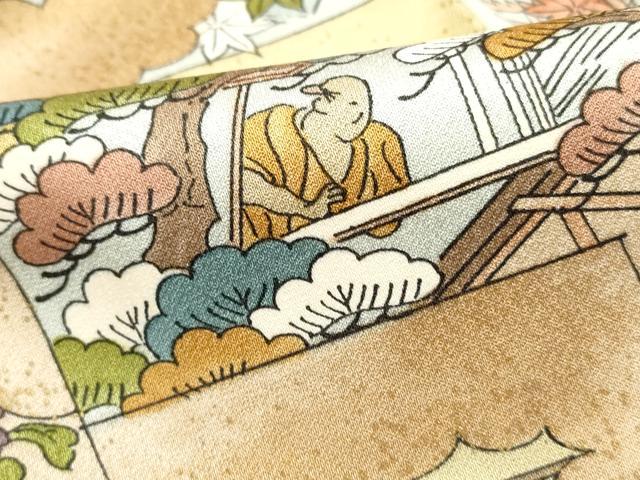 平和屋着物■上質な小紋 人物風景文 暈し染め 金彩 正絹 逸品 DABE8938qa