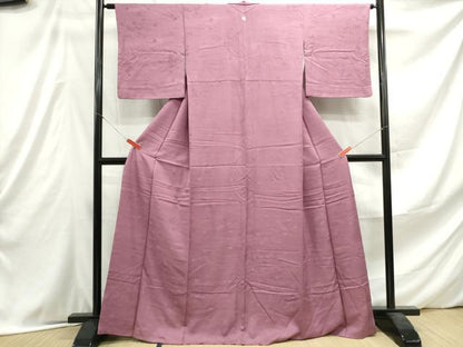 平和屋着物■上質な色無地 舞花地紋 長春色 正絹 逸品 DABE8943qa