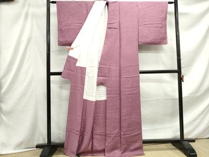 平和屋着物■上質な色無地 舞花地紋 長春色 正絹 逸品 DABE8943qa