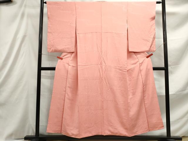 平和屋着物■上質な色無地 流水草葉地紋 薄紅色 正絹 逸品 DABE8944qa