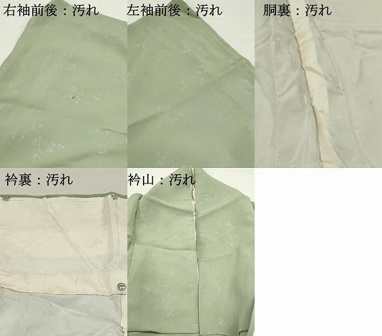 平和屋着物■上質な色無地 枝葉文 山葵色 正絹 逸品 DABE8945qa