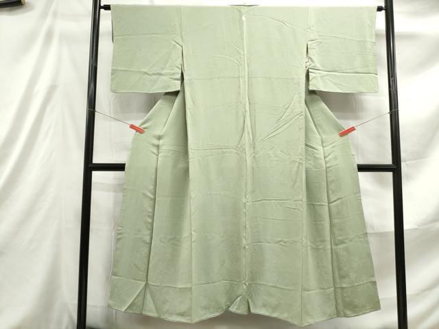 平和屋着物■上質な色無地 枝葉文 山葵色 正絹 逸品 DABE8945qa