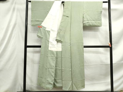 平和屋着物■上質な色無地 枝葉文 山葵色 正絹 逸品 DABE8945qa