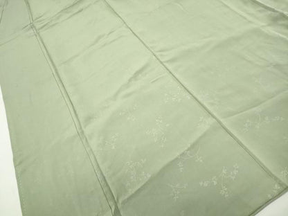 平和屋着物■上質な色無地 枝葉文 山葵色 正絹 逸品 DABE8945qa