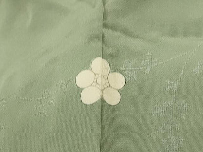 平和屋着物■上質な色無地 枝葉文 山葵色 正絹 逸品 DABE8945qa