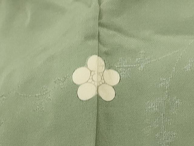 平和屋着物■上質な色無地 枝葉文 山葵色 正絹 逸品 DABE8945qa