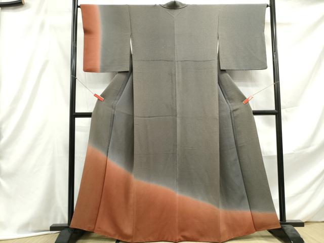 平和屋着物■訪問着 斜縞 暈し染め 鬼しぼ縮緬 正絹 逸品 DABE8947qa