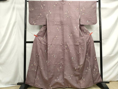 平和屋着物■上質な小紋 紬地 人物花文 正絹 逸品 DABE8950qa