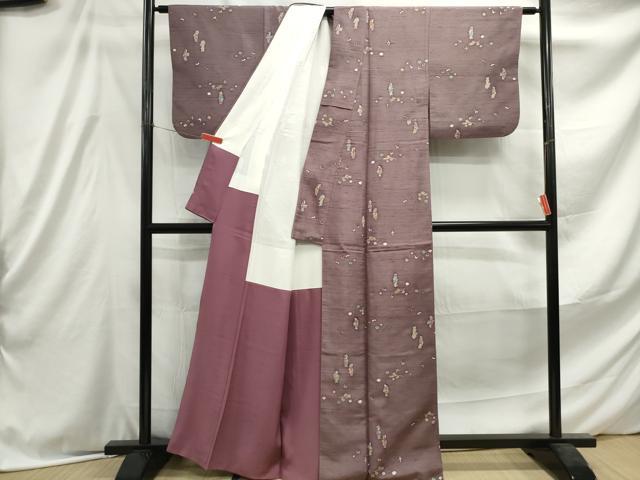 平和屋着物■上質な小紋 紬地 人物花文 正絹 逸品 DABE8950qa