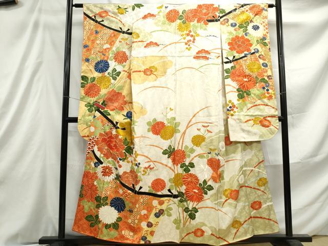 平和屋着物■豪華振袖 駒刺繍 几帳花文 金彩 正絹 逸品 DABE8954qa