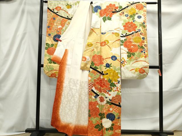 平和屋着物■豪華振袖 駒刺繍 几帳花文 金彩 正絹 逸品 DABE8954qa