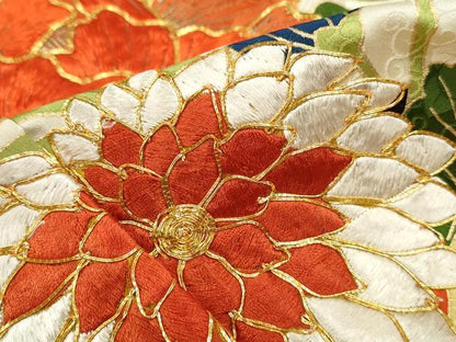 平和屋着物■豪華振袖 駒刺繍 几帳花文 金彩 正絹 逸品 DABE8954qa