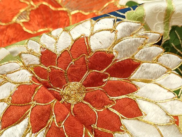 平和屋着物■豪華振袖 駒刺繍 几帳花文 金彩 正絹 逸品 DABE8954qa
