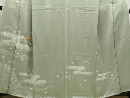 平和屋着物■訪問着 絞り 刺繍 エ霞草花文 金彩 正絹 逸品 DABE8960qa