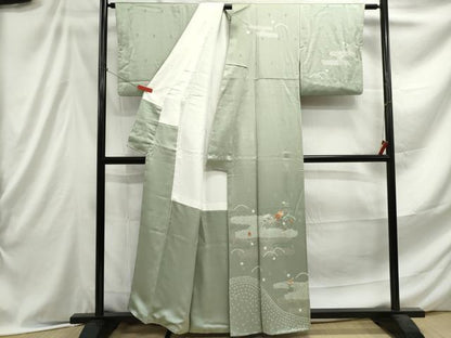 平和屋着物■訪問着 絞り 刺繍 エ霞草花文 金彩 正絹 逸品 DABE8960qa