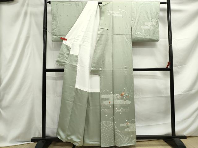 平和屋着物■訪問着 絞り 刺繍 エ霞草花文 金彩 正絹 逸品 DABE8960qa